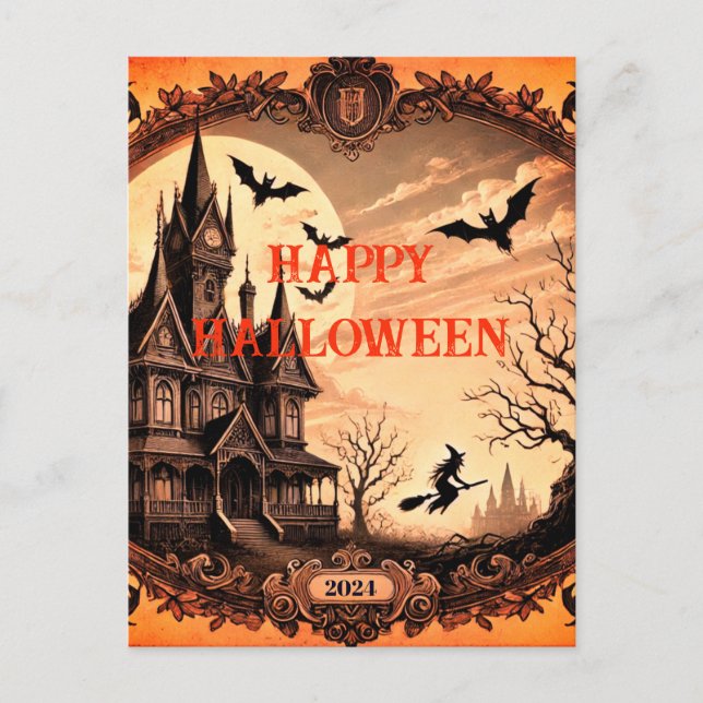 Cartes Pour Fêtes Annuelles Maison gothique victorienne hantée Happy Halloween (Devant)