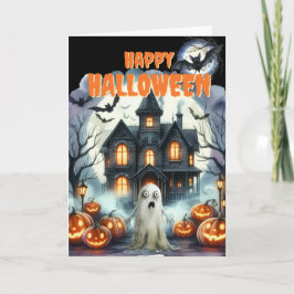 Cartes Pour Fêtes Annuelles Maison Halloween Cute Ghost