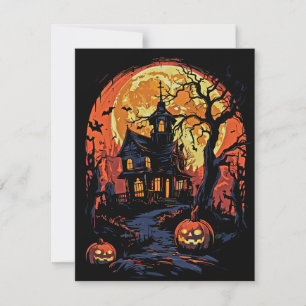Cartes Pour Fêtes Annuelles Maison hantée d'Halloween effrayante