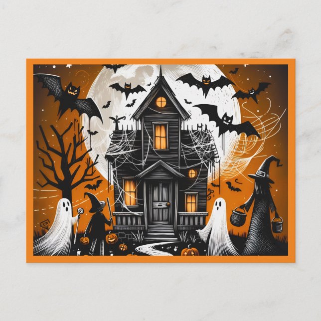 Cartes Pour Fêtes Annuelles Maison hantée Halloween (Devant)