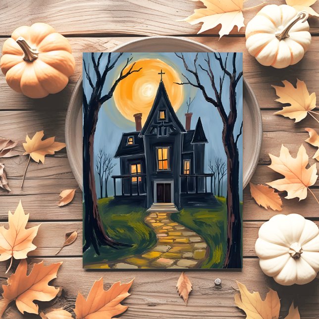 Cartes Pour Fêtes Annuelles Maison hantée | Halloween éffrayant (Créateur téléchargé)