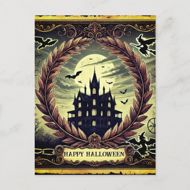 Cartes Pour Fêtes Annuelles Maison hantée Victorian Gothic Happy Halloween (Devant)