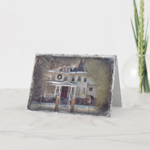 Cartes Pour Fêtes Annuelles Maison victorienne de Noël dans la neige