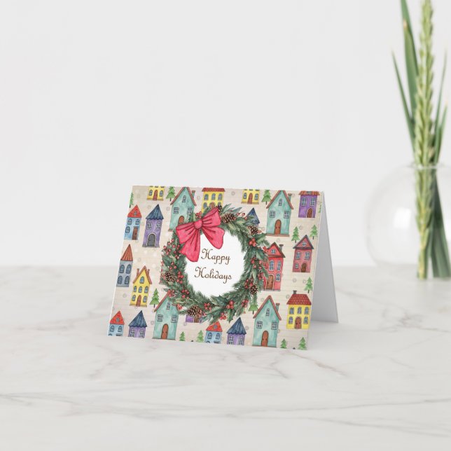 Cartes Pour Fêtes Annuelles Maisonnette Mignonne Art Populaire Fantaisiste de  (Devant)