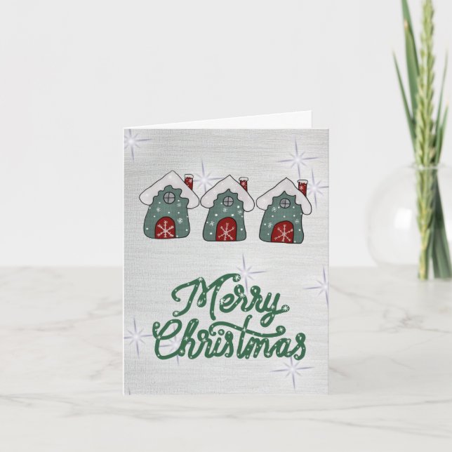 Cartes Pour Fêtes Annuelles Maisons dans la neige (Devant)
