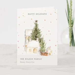 Cartes Pour Fêtes Annuelles Maisons de neige blanche Photo Saison des voeux