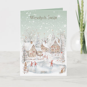 Cartes Pour Fêtes Annuelles Maisons de neige de Noël polonaises