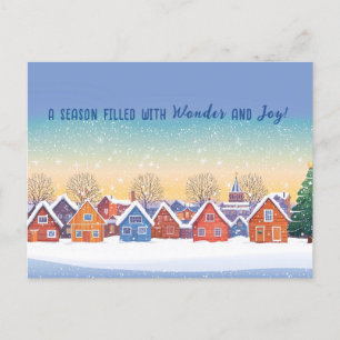 Cartes Pour Fêtes Annuelles Maisons de neige mignonnes Paysage hivernal Noël
