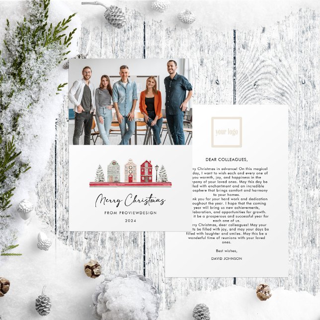 Cartes Pour Fêtes Annuelles Maisons de Noël Couleurs Photo Business (Créateur téléchargé)