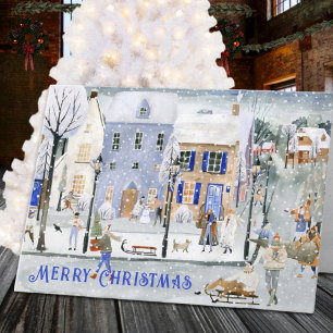 Cartes Pour Fêtes Annuelles Maisons de village nordique Snowy Fréquentées Noël