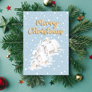 Cartes Pour Fêtes Annuelles Maisons d'hiver enneigées Noël mignon