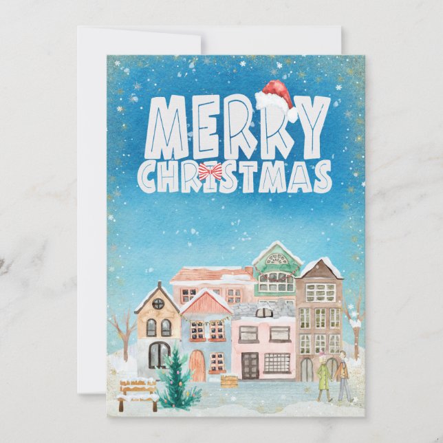 Cartes Pour Fêtes Annuelles Maisons d'hiver magiques Village de neige Joyeux N (Devant)