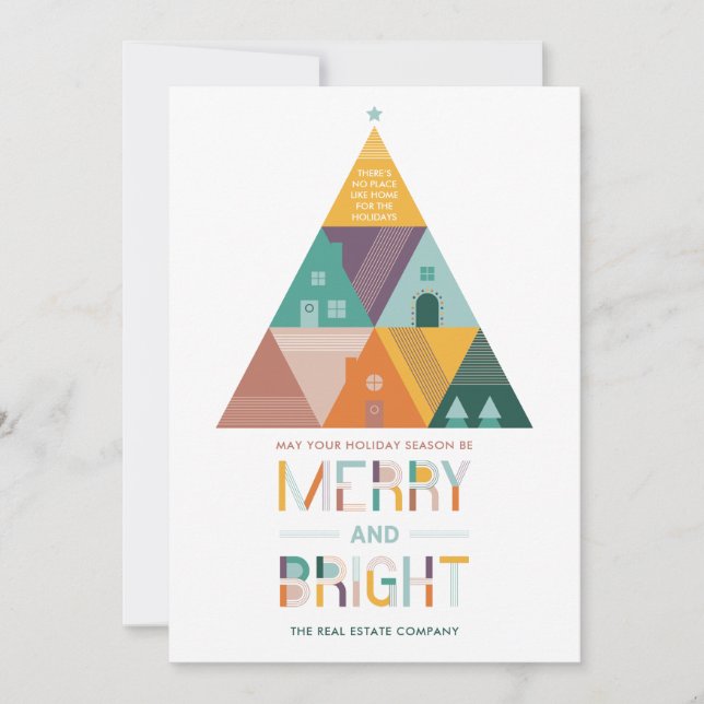 Cartes Pour Fêtes Annuelles Maisons et Arbre Immobilier Business Holiday Card (Devant)