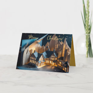Cartes Pour Fêtes Annuelles Maisons illuminées Faux Pop-up C Noël