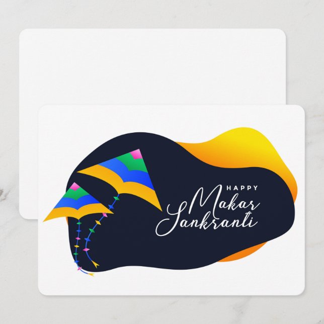 Cartes Pour Fêtes Annuelles Makar Sankranti (Devant / Derrière)