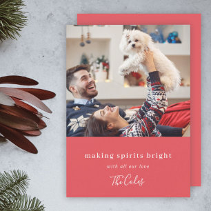 Cartes Pour Fêtes Annuelles Making Spirits Bright Modern Red Christmas Photo