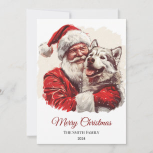 Cartes Pour Fêtes Annuelles Malamute de l'Alaska Noël du Père Noël