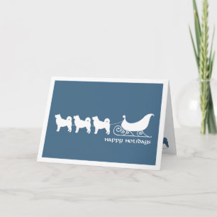 Cartes Pour Fêtes Annuelles Malamutes tirant Sleigh de Père Noël