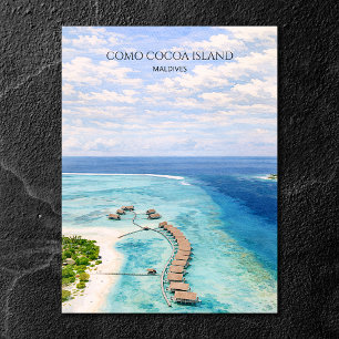 Cartes Pour Fêtes Annuelles Maldives Cocoa Island Aquarelle amoureux de la pla