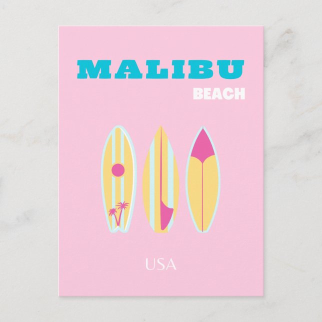 Cartes Pour Fêtes Annuelles Malibu, Plage de Malibu, Preppy, Preppy Girl, Rose (Devant)