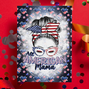Cartes Pour Fêtes Annuelles Maman Américaine Patriotique Bun Messy