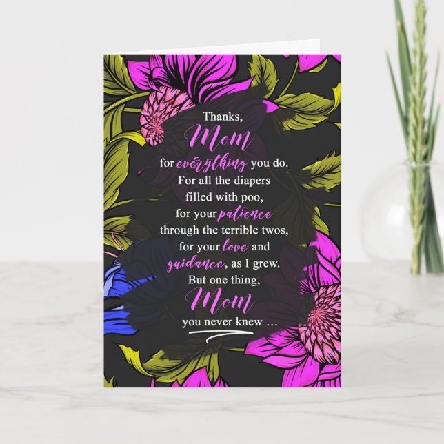 Cartes Pour Fêtes Annuelles Maman Amusante Sentiment Fête des Mères Fleurs vio (Devant)