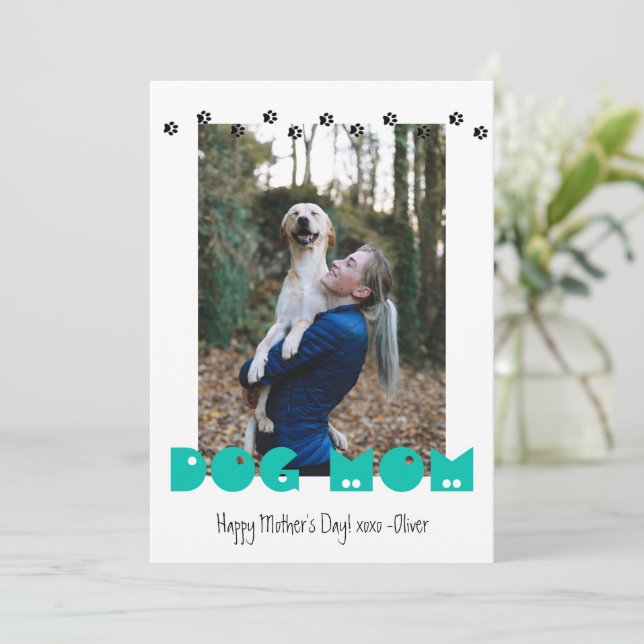 Cartes Pour Fêtes Annuelles Maman de chien | EMPREINTES DE PATTES | Photo pers (Debout devant)