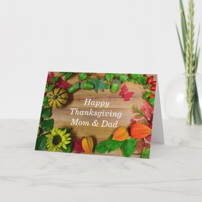 Cartes Pour Fêtes Annuelles Maman Et Papa Jour D'Action De Grâce (Devant)