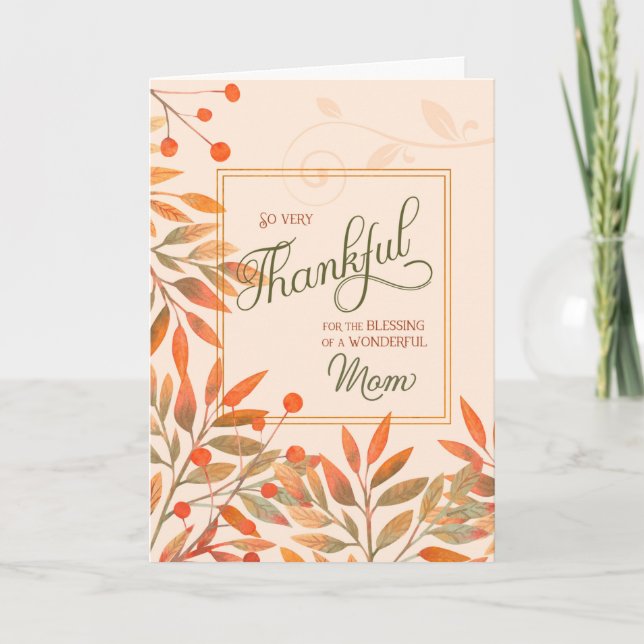 Cartes Pour Fêtes Annuelles Maman Feuilles de récolte d'automne pour Thanksgiv (Devant)