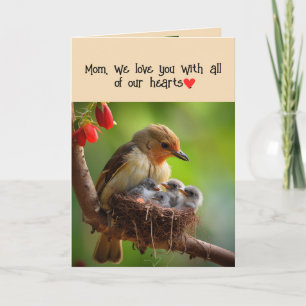 Cartes Pour Fêtes Annuelles Maman Mère Joyeuse Fête des Mères Lovebirds Oiseau