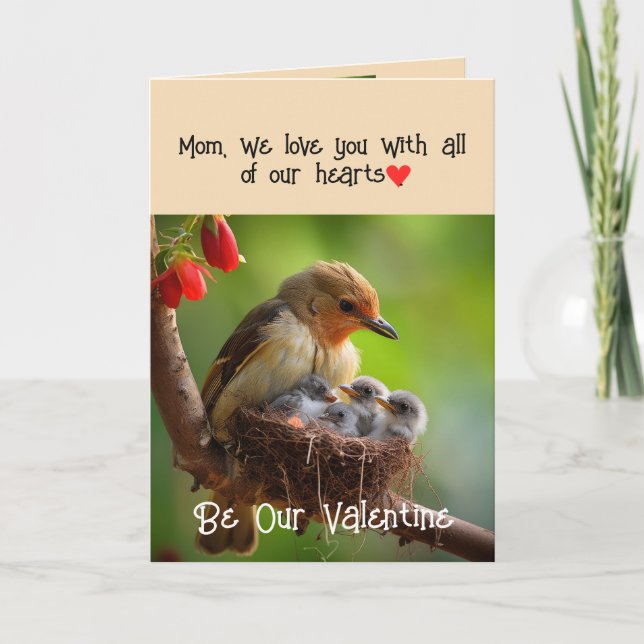 Cartes Pour Fêtes Annuelles Maman Mère Valentine Amour Oiseaux Oiseaux Art (Devant)