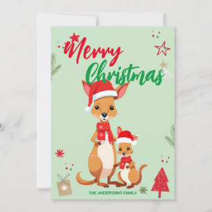 Cartes Pour Fêtes Annuelles Maman mignonne enfant Kangourou père Noël Noël vac