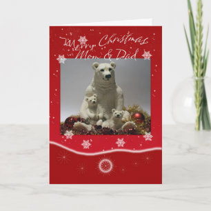 Cartes Pour Fêtes Annuelles Maman & Papa Joyeux Noël Polaire Ours Famille