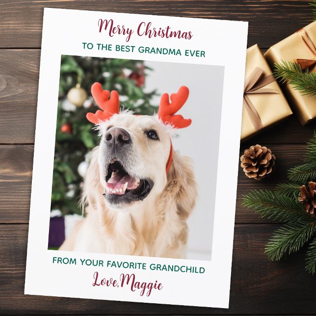 Cartes Pour Fêtes Annuelles Mamie de Chien mignon Photo personnalisée de Noël  (Créateur téléchargé)