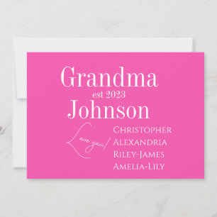 Cartes Pour Fêtes Annuelles Mamie Rose Personnalisée