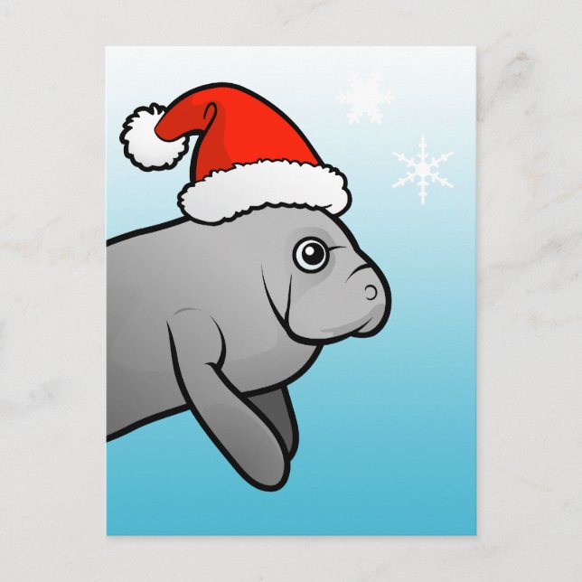 Cartes Pour Fêtes Annuelles Manat de Noël Père Noël (Devant)