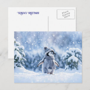 Cartes Pour Fêtes Annuelles Manchot et écharpe Chapeau Noël drôle et mignon