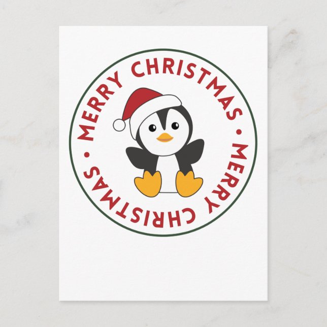 Cartes Pour Fêtes Annuelles Manchot Noël Neige Animaux d'hiver Manchots (Devant)