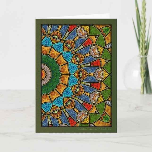 Cartes Pour Fêtes Annuelles Mandala numérique d'aquamarine (Devant)