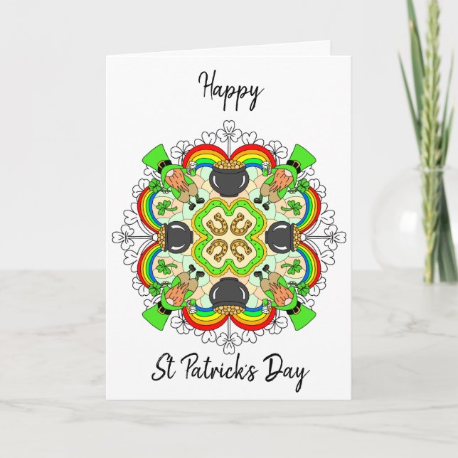 Cartes Pour Fêtes Annuelles Mandala personnalisée de la Saint-Patrick  (Devant)