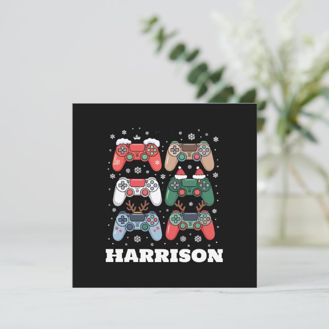 Cartes Pour Fêtes Annuelles Manette de jeu personnalisée pour Santa Noël pour  (Debout devant)