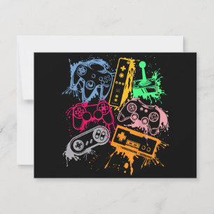 Cartes Pour Fêtes Annuelles Manettes de console de jeux vidéo rétro 80's 90's