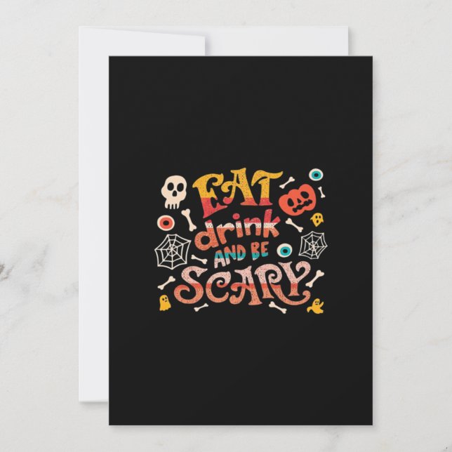 Cartes Pour Fêtes Annuelles Manger Boire Et Être Effrayant Halloween Drôle Ess (Devant)