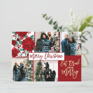 Cartes Pour Fêtes Annuelles Manger Boire Joyeux Noël Poinsettia Floral Photo