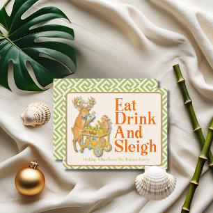 Cartes Pour Fêtes Annuelles Manger Boire Sleigh Noël Tropical Chinoiserie