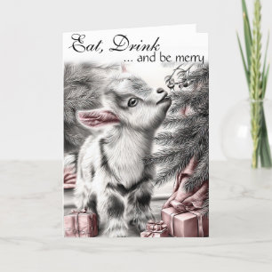 Cartes Pour Fêtes Annuelles Mangez Boire Soyez Joyeux - Baby Chèvre Noël