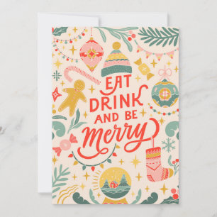 Cartes Pour Fêtes Annuelles Mangez, buvez et profitez 