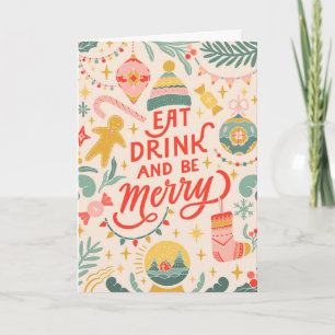 Cartes Pour Fêtes Annuelles Mangez, buvez et profitez 