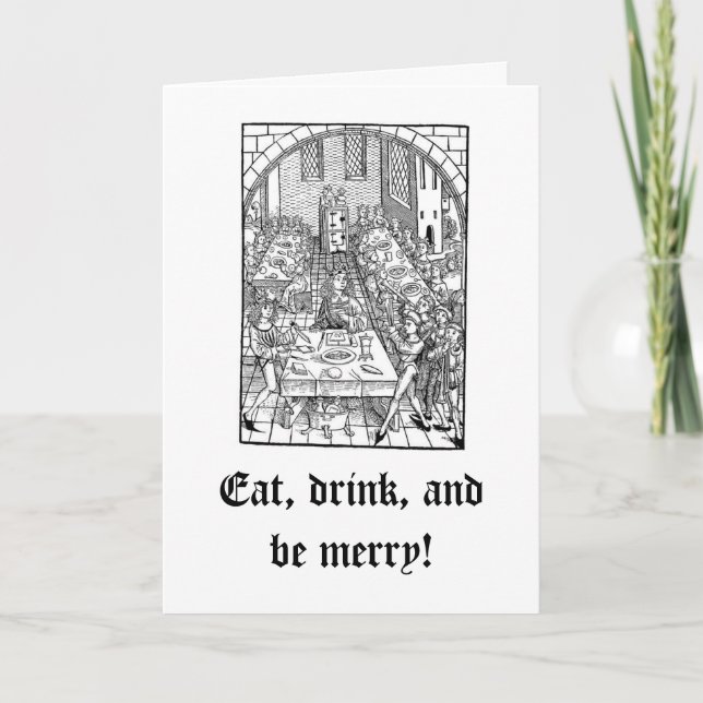 Cartes Pour Fêtes Annuelles Mangez, buvez, et soyez joyeux ! (Devant)