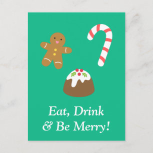 Cartes Pour Fêtes Annuelles Mangez, Buvez et Soyez Joyeux avec les Friandises 